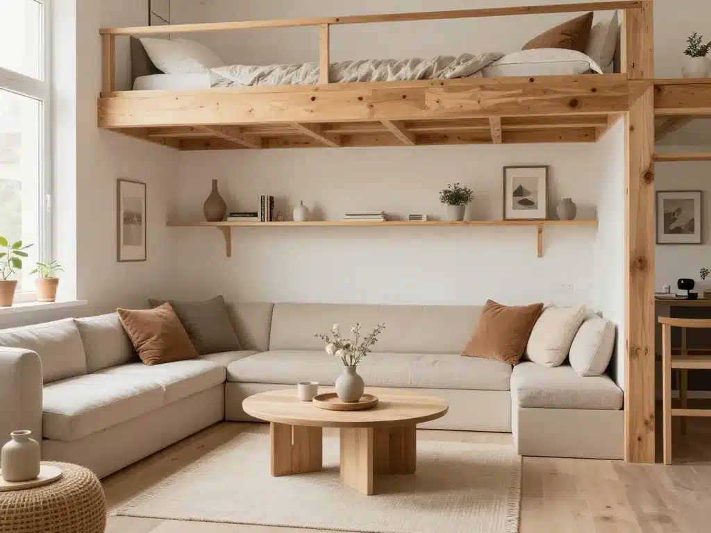 Intérieur optimisé et décoré d'un petit loft lumineux