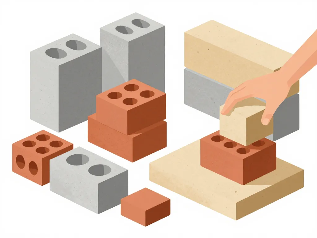 Bloc de construction différents matériaux bâtiment