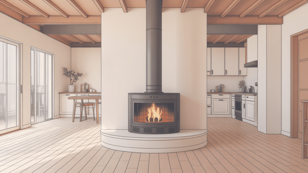 chevetre cheminée intégré plancher et charpente