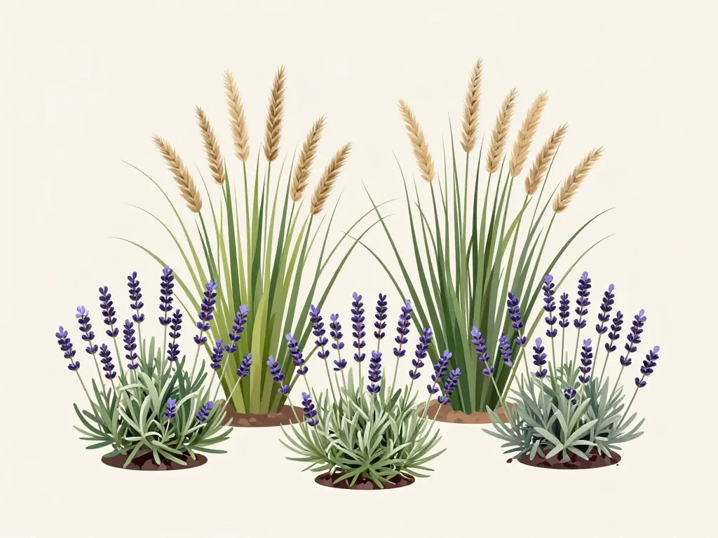 sélection de lavande et graminées pour bordure lavande et graminées