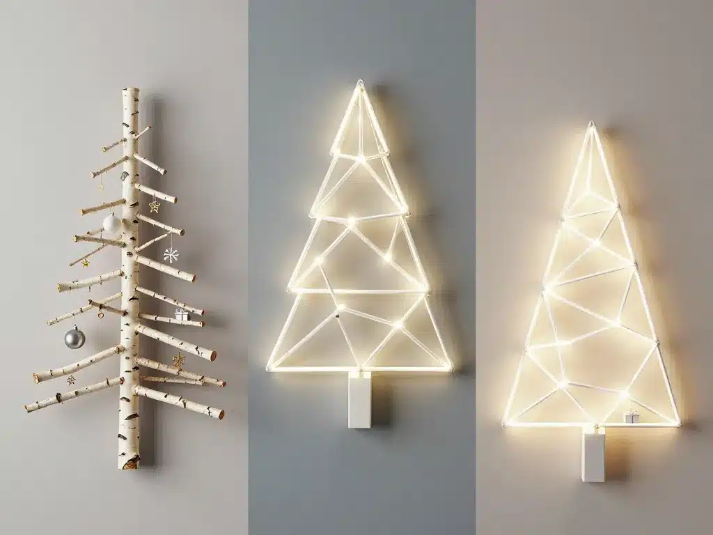 Différents types de sapins muraux côté à côté