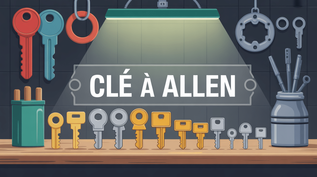 illustration cle a allen sur etabli moderne