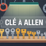 illustration cle a allen sur etabli moderne