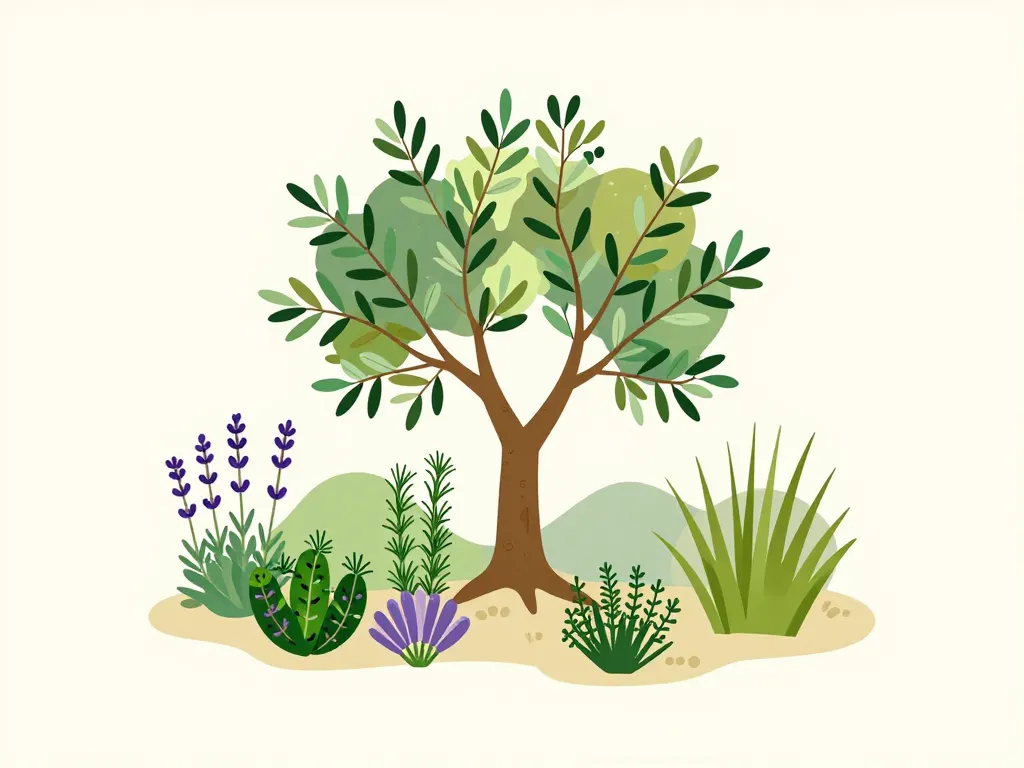 comment mettre en valeur un olivier avec plantes compagnons méditerranéennes