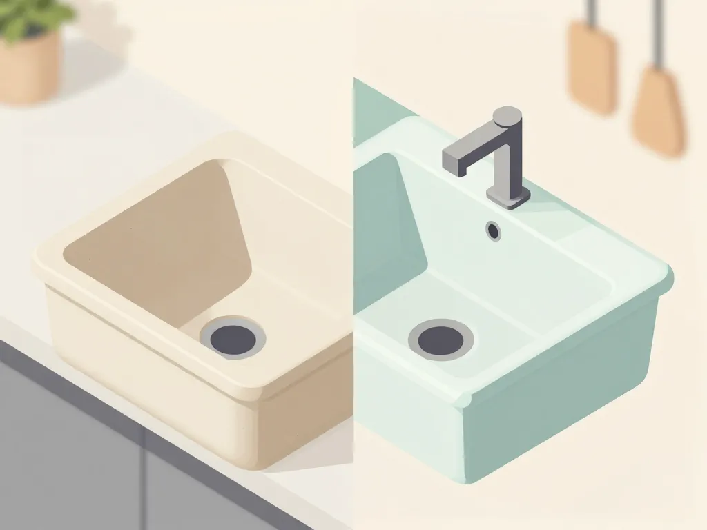 différences évier en grès ou céramique schéma comparatif