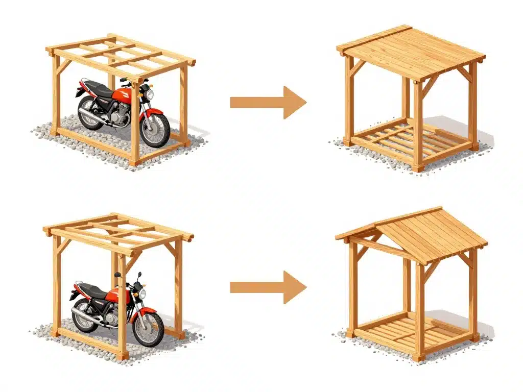 construire un abri moto pas cher étapes construction DIY