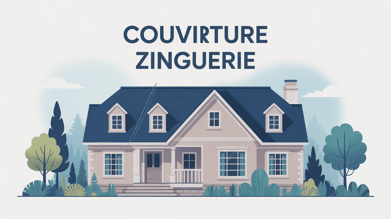 illustration couverture zinguerie toit avec éléments zinc