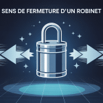 Schéma montrant dans quel sens fermer un robinet, flèches rotation droite