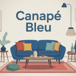 deco salon canape bleu ambiance élégante illustration