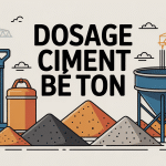 Illustration dosage ciment beton avec outils, sacs, sable, gravier