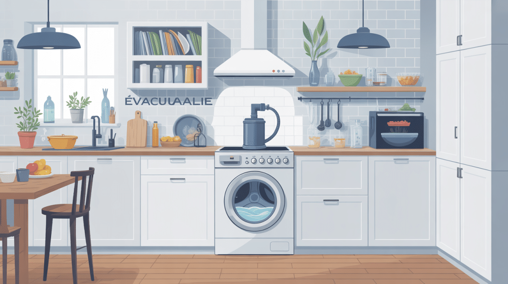 évacuation lave vaisselle illustration cuisine moderne