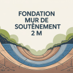 coupe fondation mur soutenement 2m stabilité drainage