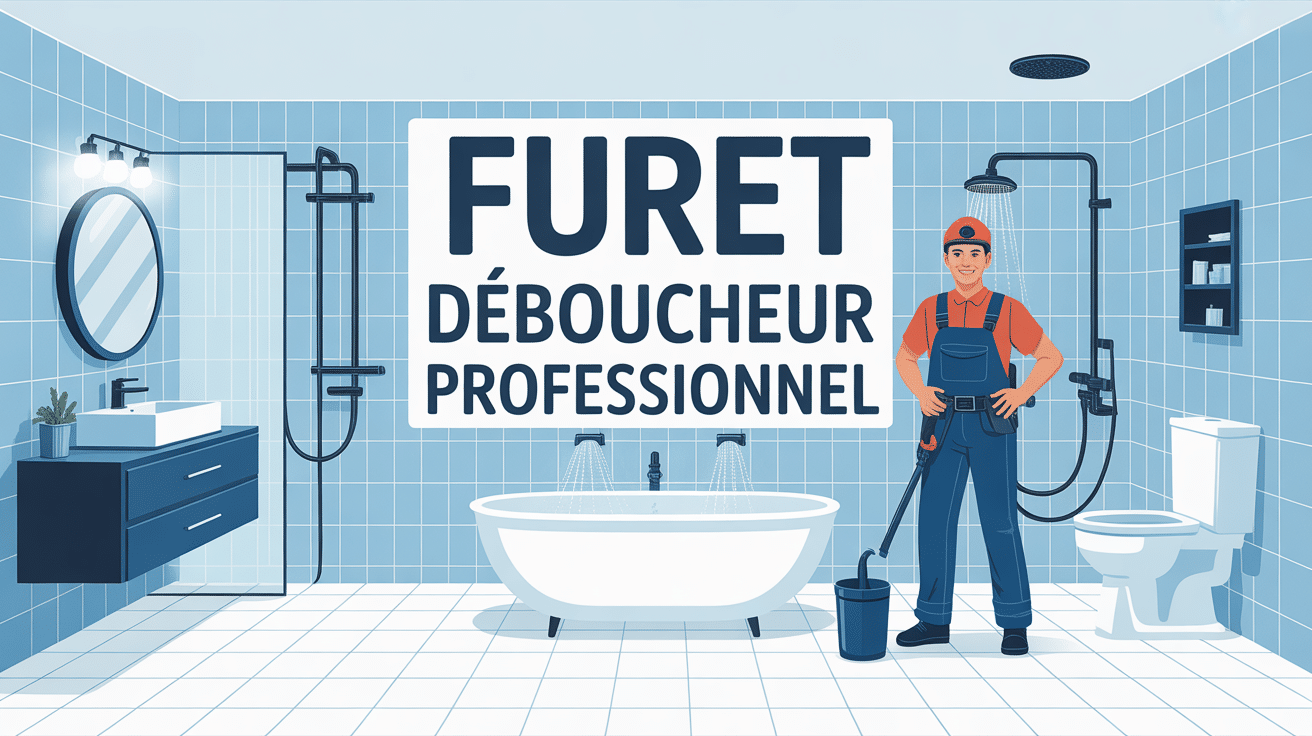 illustration furet deboucheur professionnel salle de bain évier douche wc