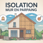 illustration isoler un mur en parpaing, maison, économie d'énergie