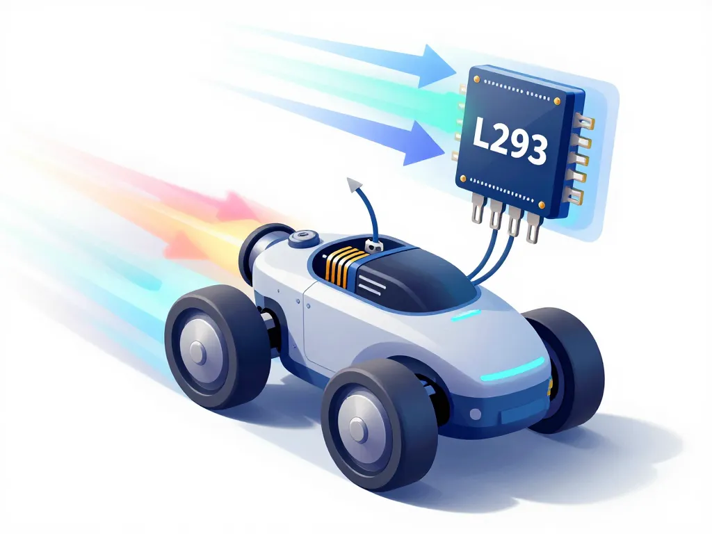 Illustration du L293D contrôlant moteurs DC et pas-à-pas