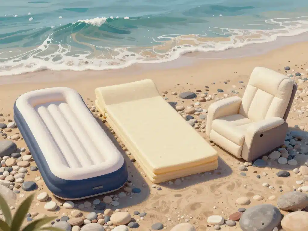 comparatif visuel des types de matelas de plage pour galets sur galets