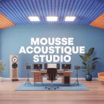 Mousse acoustique studio sur murs, ambiance professionnelle
