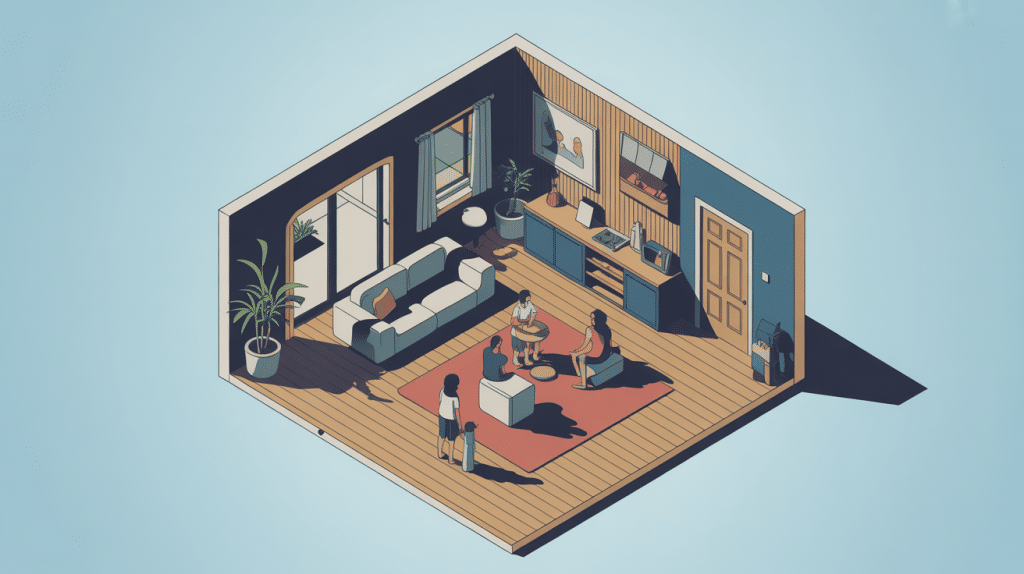 schéma mur refend au centre d'une maison