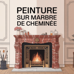peinture sur marbre cheminée dans salon contemporain