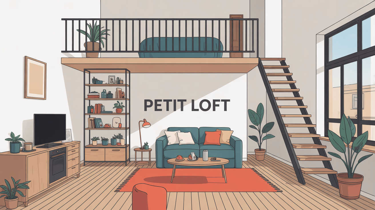 Illustration d'un petit loft moderne et compact