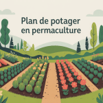 illustration plan de potager permaculture zones chemins