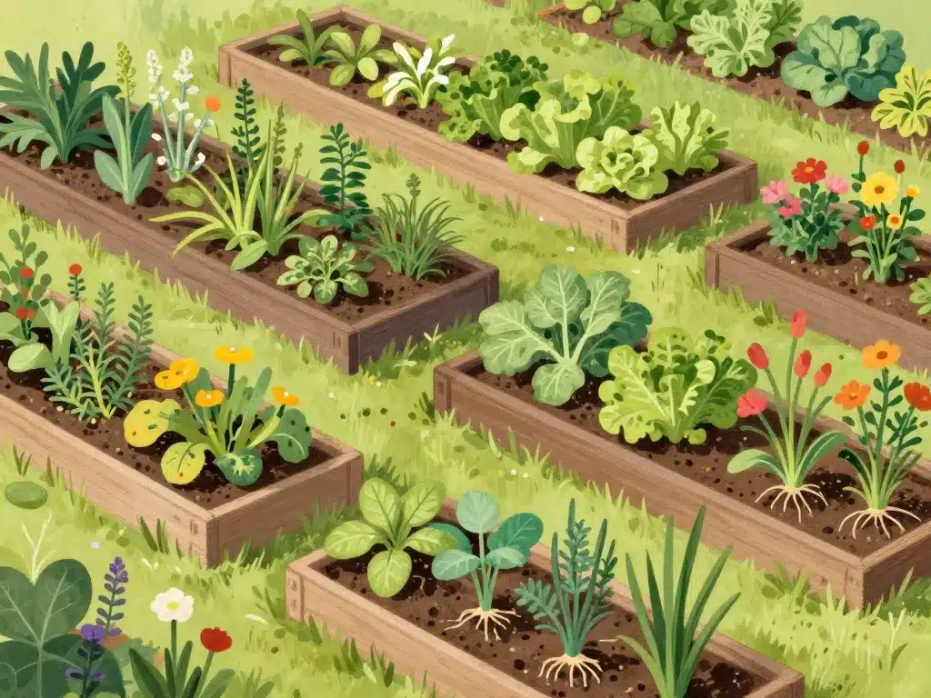 plan de potager permaculture planches et associations