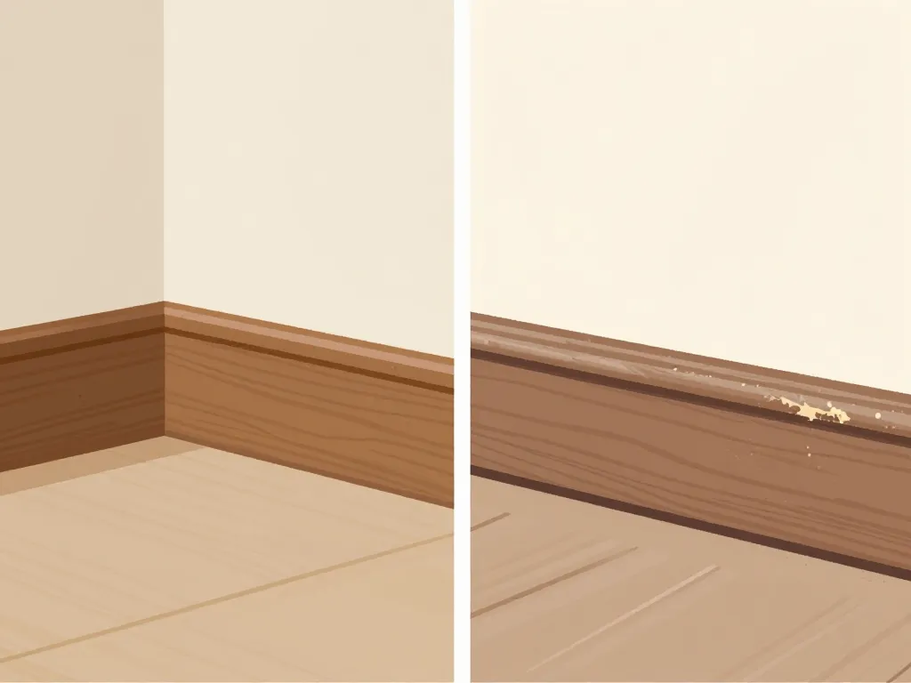 Illustration avantages et inconvénients plinthe bois ou carrelage