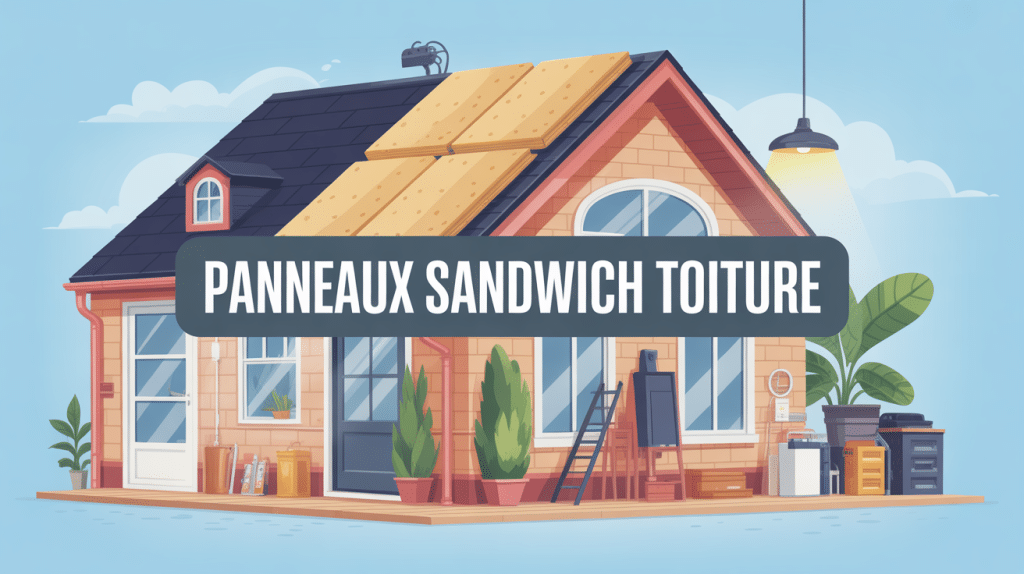 illustration pose panneau sandwich toiture isolation et charpente