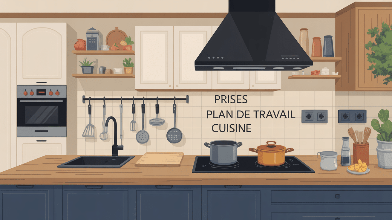 illustration de prises cuisine plan de travail moderne
