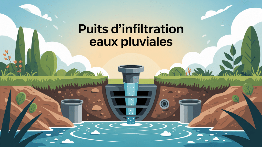 Illustration puits d'infiltration eaux pluviales terrain résidentiel
