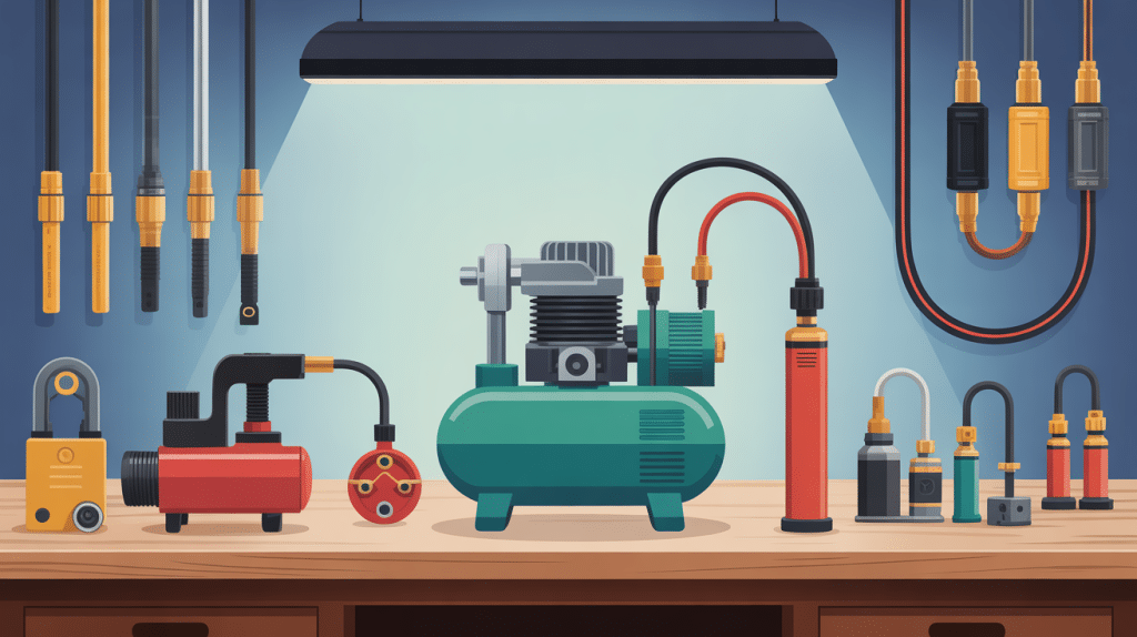 atelier raccord rapide compresseur outils flexibles