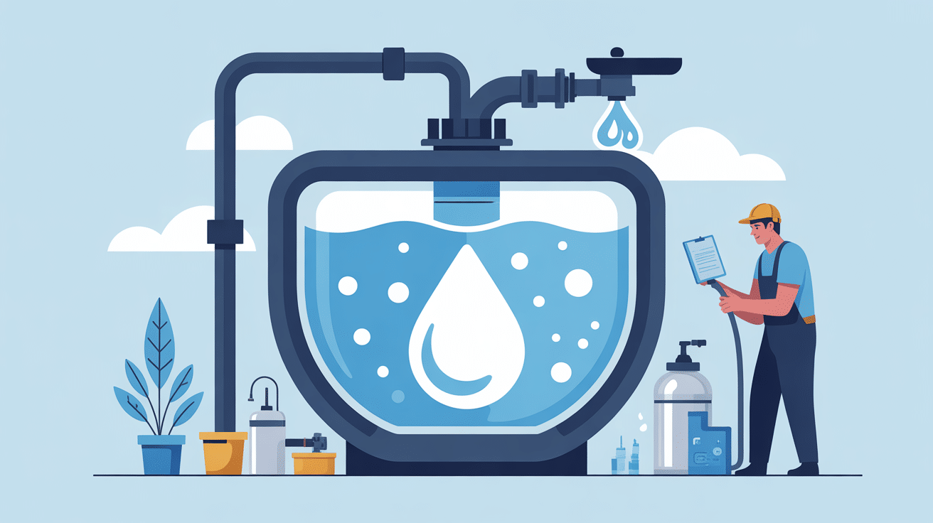 illustration tarif entretien adoucisseur d'eau appareil technicien eau