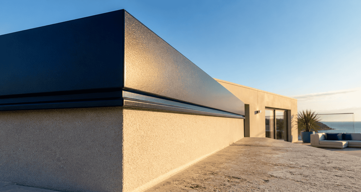 acrotère toiture terrasse avec couvertine aluminium bleu marine