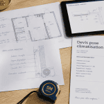 devis pose climatisation sur bureau avec plans et outils