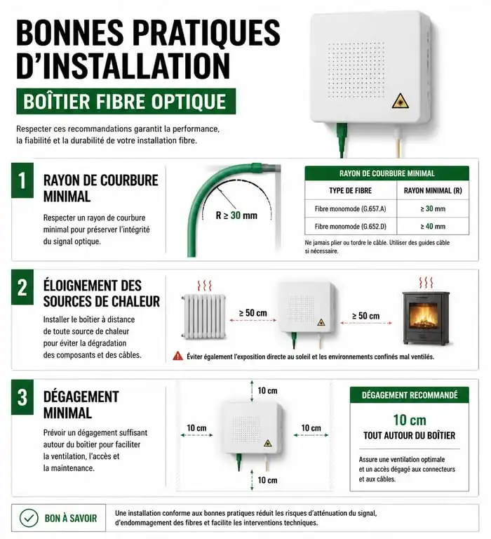 Schéma des bonnes pratiques pour placer son boîtier fibre optique dans une maison