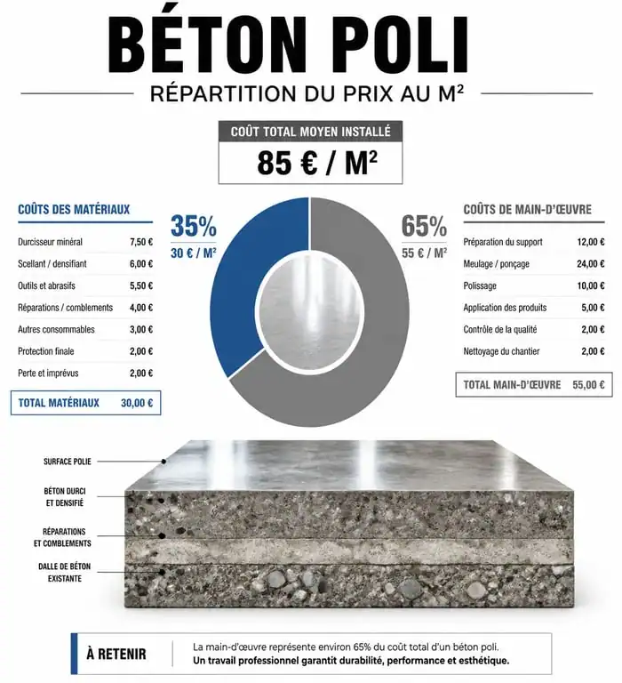 Infographie décomposition prix béton ciré au m2