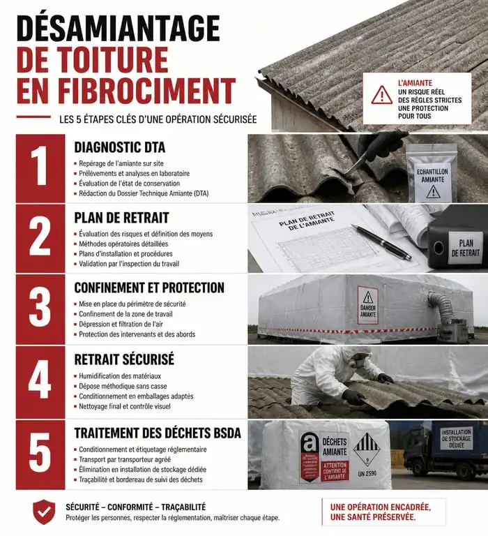 Étapes du désamiantage toiture fibro paris