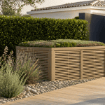 fabriquer un cache pompe à chaleur bois moderne terrasse