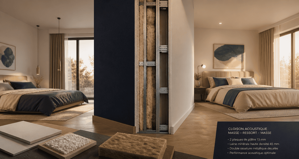 Isolation cloison entre 2 chambres vue coupe