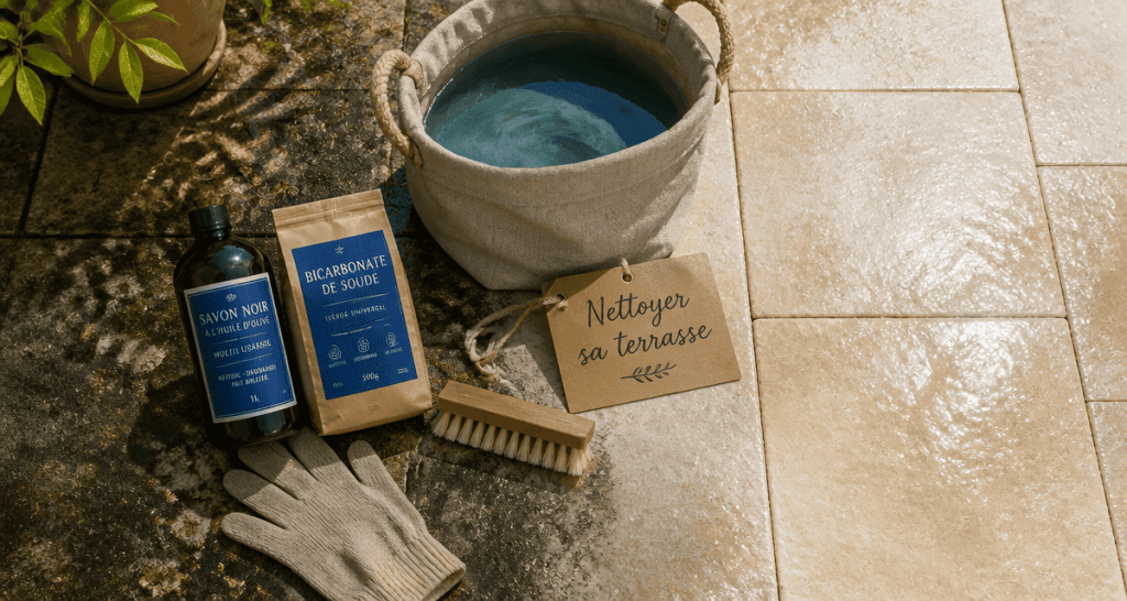 nettoyer dalle de terrasse avant après outils naturels