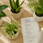 plantes d'interieur depolluante en pots sur table
