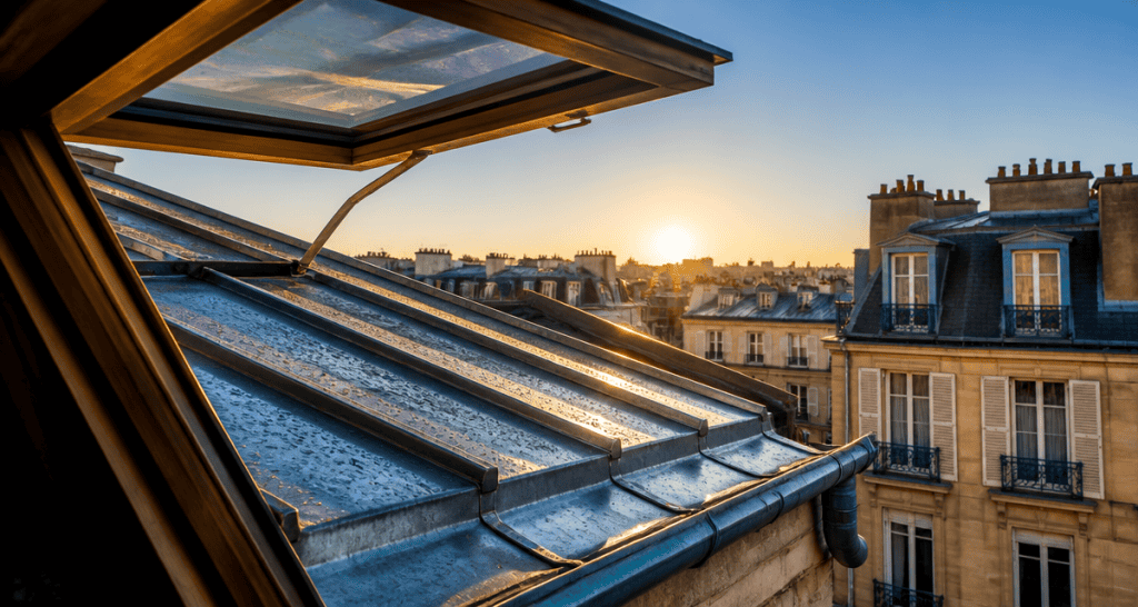 prix d un toit en zinc moderne au lever du soleil