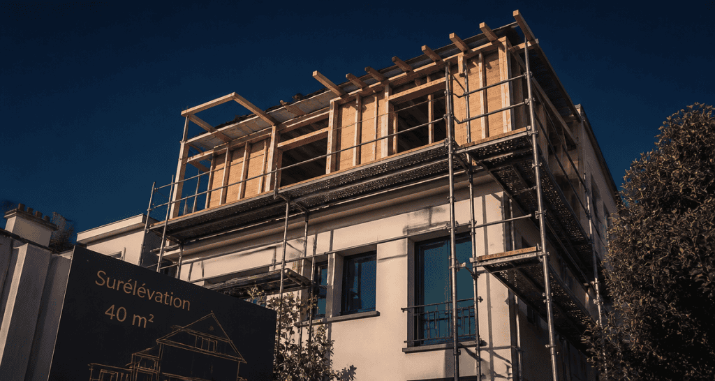 prix surélévation maison 40m2 étage bois contemporain