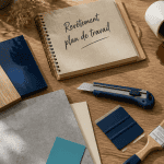 revêtement de plan de travail cuisine avec échantillons et outils