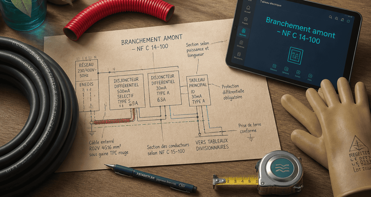 schéma branchement avant compteur edf sur bureau artisan
