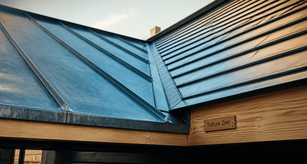 Toiture zinc détail technique en gros plan