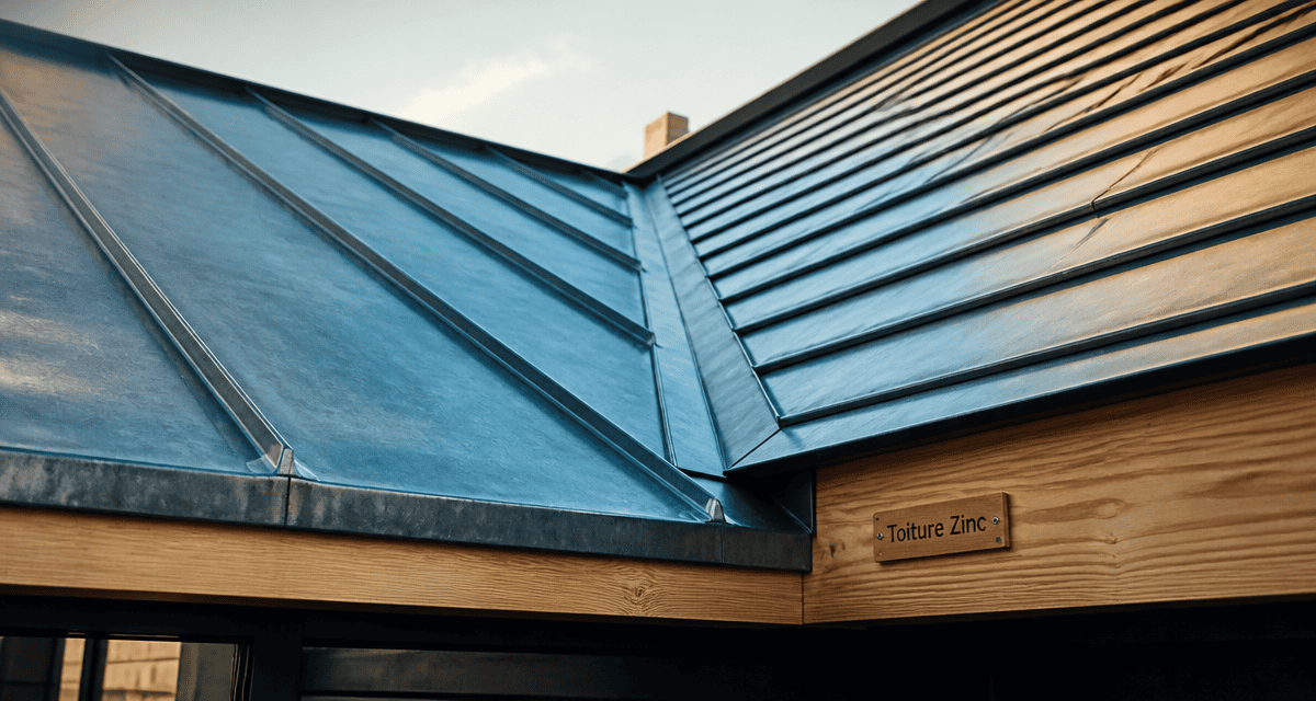 Toiture zinc détail technique en gros plan