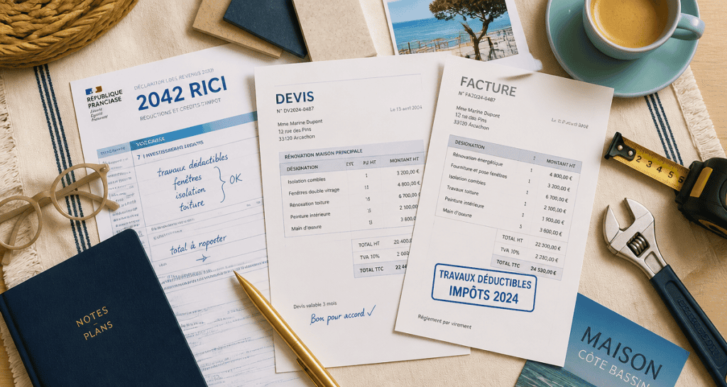 travaux déductibles impôts résidence principale 2024 documents fiscaux