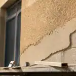 Crépi ou enduit extérieur sur façade en cours d’application