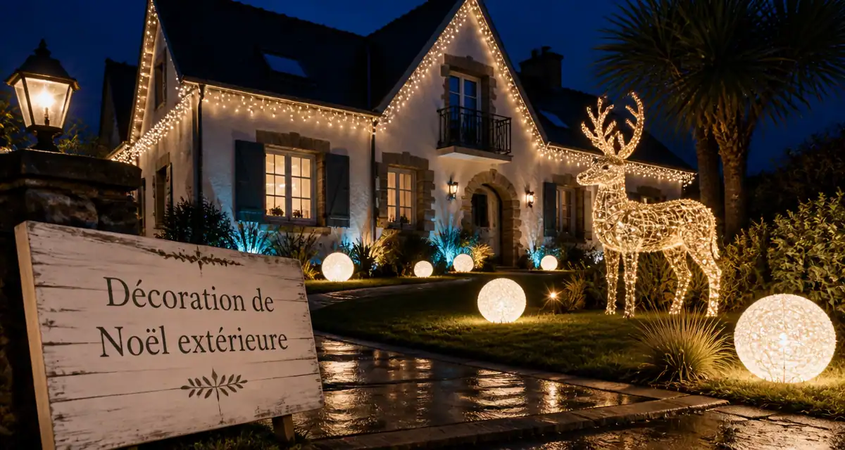 decoration noel exterieur facade maison lumineuse